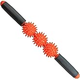 Tiger Tail Pressure Point Muscle Roller Massage Stick, The Spiky Roller, 17" Roller with Three 2.25" Independently Rolling Spiked Balls (Acupressure Roller)