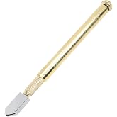 Utoolmart Glass Cutter 3-10mm, Pencil Style Oil Feed Tungsten Carbide Tip Brass Tone Handle for Glass Tiles Mirror Cutting