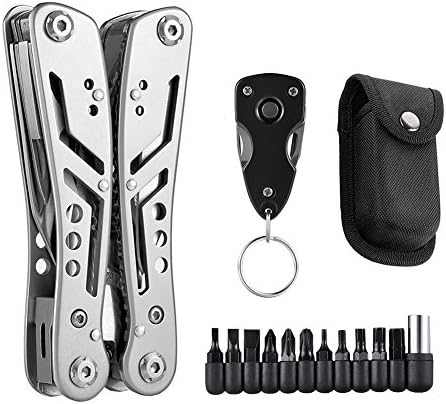 TOOLTOO Mini Folding Pliers Multitool, Stainless Steel Folding Pocket Pliers with Portable Tool Suit for Fishing, Hiking, Travel, Camping etc. Sliver