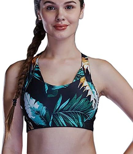 Mosaic Floral Back Hook Padded Sports Bra for Gym Yoga Dance Zumba Aerobics