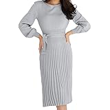 Islis Women's Slim Solid High Waist Knit Sweater Dress