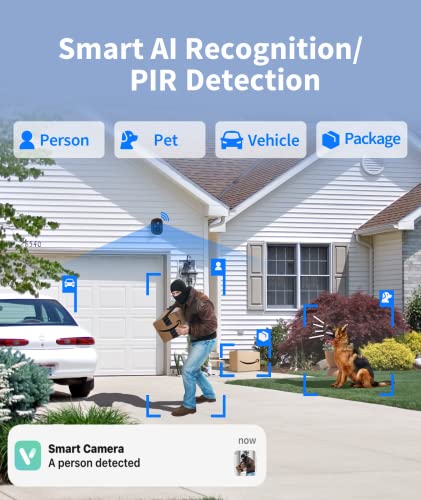 Outdoor Security Camera, Wireless Outdoor Camera Full-Color Night Vision, AI & PIR Motion Detection, Battery Powered Security Camera Wireless Outdoor, 1080P HD Security Camera, 2-Way Audio (Black)