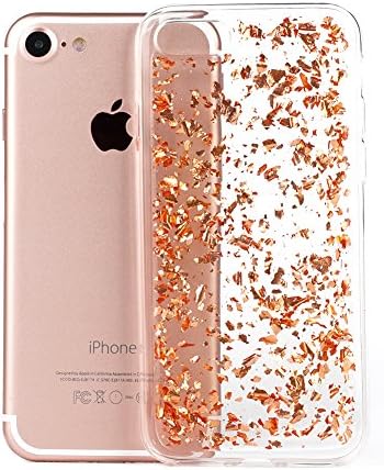 iPhone 7 Case TycoonYu Luxury Soft Bling Glitter Faceplate Sparkle Platinum Leaf TPU Protective Fashion Design Bumper Cover for iPhone 7 (Rose Gold)