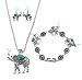 Hosaire Elephant Vintage National Style Turquoise Jewelry Sets(Bracelet Necklace Earrings) Blue