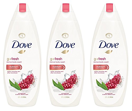 Dove Revive Body Wash - Go Fresh - Pomegranate & Lemon Verbena Scent - Net Wt. 22 FL OZ (650 mL) Per Bottle - Pack of 3