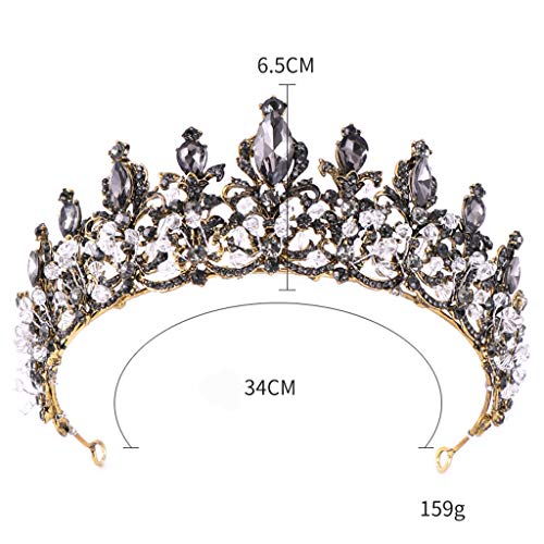 BCDshop Women's Luxury Elegant Tiara Headband Crown Full Diamond Black Zircon Flower Headdress Wedding Party Headpiece (Black)