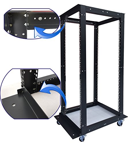 42U 4 Post Open Frame 19" Network Server Rack Cabinet Adjustable Depth 24"-37"(+ 2 Vertical cable managements) for Network or Server NEW!