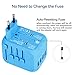 Upgraded Universal Travel Adapter, Castries All-in-one Worldwide Travel Charger Travel Socket, International Power Adapter with 4 USB Ports, AC Plug for Over 150 Countries, Travel Accessories, Blue