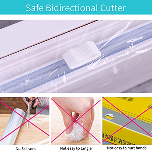 Lupekabe Wrap Dispenser with Slide Cutter, Food Wrap Cutter, Reusable Cling Film Cutter Dispenser Double Elastic Buckle Adjustable Length for Aluminum foil, Cling Film