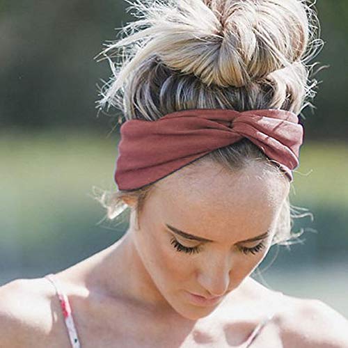 RIOSO Turban Headbands for Women Twisted Boho Headwrap Yoga Workout Sport Thick Head Bands(4 Pack) - Thumbnail 3