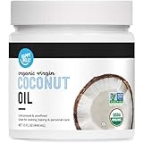 Amazon Brand - Happy Belly Organic Unrefined Virgin Coconut Oil, 15 Fl Oz