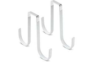 MANESI Double Sided Over The Door Hooks for Clothes. Over The Door Hanger Hook Set of Two. Towel Hanger for Bathroom, Wreath Hook, Coat Rack Hat Organizer or Plant Hooks for Ceiling 2 Pack
