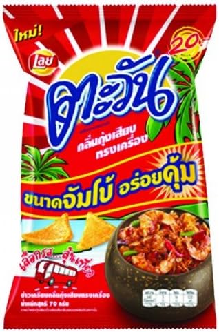 Tawan Crisp Rice Spicy Shrimp Flavor 70 G. (Pack of 3)