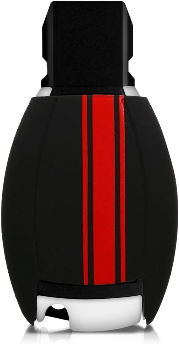 kwmobile Silicone Key Fob Cover Compatible with Mercedes-Benz 2 Button Car Key (only Keyless Go), Rally Stripe red / black - Image 4