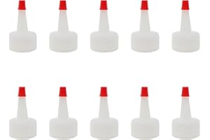 LBTODH 10 PCS Squeeze Bottle Lids 28/410 Red Tip Cap Plastic Dispensing Caps with 1 mm hole for Plastic Squeeze Bottle
