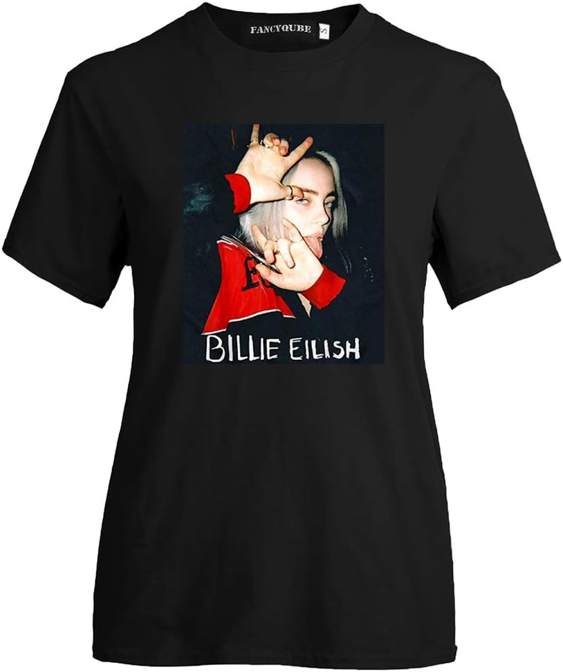 Detroital Women's Youth Girls Billie Eilish Print T-Shirts Novelty Short Sleeve Tee Tops