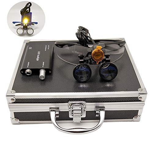 Zgood 3.5X 420mm Working Distance Surgical Binocular Loupes Optical Glass with 3W LED Head Light Lamp + Aluminum Box Black
