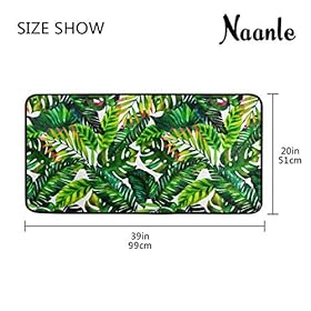 Naanle Palm Leaf Kitchen Floor Mat Watercolor Tropical Leaf Non Slip Absorbent Comfort Standing Mat Kitchen Runner Rug… 51QLjbdyfML