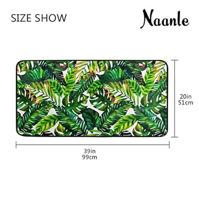 Naanle Palm Leaf Kitchen Floor Mat Watercolor Tropical Leaf Non Slip Absorbent Comfort Standing Mat Kitchen Runner Rug… 51QLjbdyfML