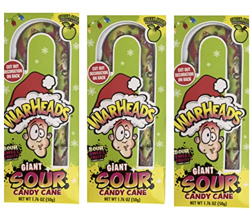 WARHEADS GIANT SOUR CANDY CANE 1.76 OZ.