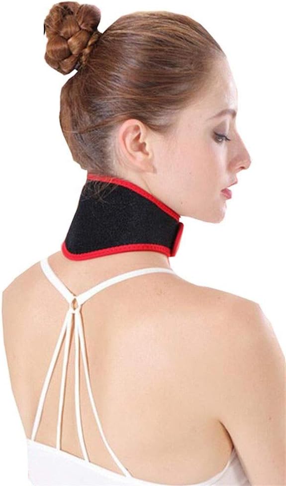 RZDJ Spontaneous Heat Protection of Neck with Neck Cervical Magnet Heating Cervical Collar Neck Warm Home (Color : Red)
