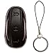 Utopicar Key fob Sleeve for Tesla Model X - Car Key case Designed for Perfect snug fit. [Genuine Leather] [Handmade] (Black)