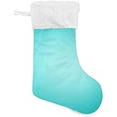xigua 1 Pack Christmas Stocking, Light Blue Solid Color Xmas Stockings Fireplace Decoration Hanging Ornament 17.7 Inch