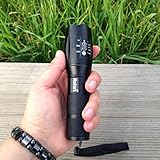 Hatori 1000 Lumens Zoomable LED Flashlight -5 Modes XML T6 Mini 18650 Rechargeable Tactical Torch (Black Flashlight Only)