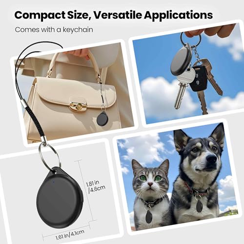 TECKNET Air Tracker Tag Key Finder, Smart Tag Compatible with Apple Where is App (iOS Only), Rechargeable, Waterproof, Bluetooth Key Finder for Luggage/Bags/Key/Pet (Pack of 4)
