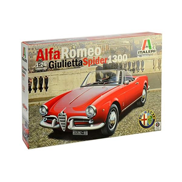 ITALERI 3653S - 1:24 Alfa Romeo Giulietta Spider 1300 , Modellbau, Bausatz, Standmodellbau, Basteln, Hobby, Kleben, Plastikbausatz, detailgetreu, Unlackiert