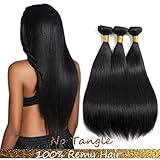 9A Malaysian Human Hair 3Bundles Straight Remy Hair Extensions Human Hair Black Double weft by Lovenea(16 18 20)