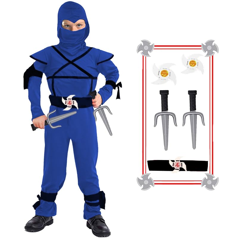 SATKULL Kids Ninja Costumes Halloween Ninja Costume for Boy Deluxe Ninjas Role Playing Dress(Kids-S-4/5T) — image 1