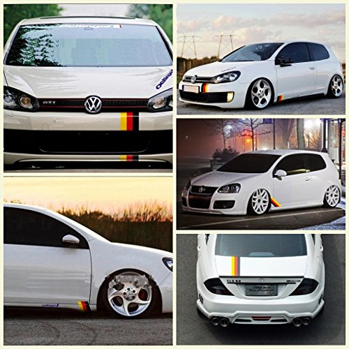 DOKOT® Germany Flag Racing Stripe Car Sticker Decal for Grille Fender Hood Bumper Trunk for BMW, Audi, Volkswagen