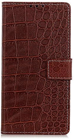 Huawei P30 Lite Case, Flip PU Leather Wallet Phone Case Retro Crocodile Pattern TPU Shockproof Shell Slim Fit Protective Cover for Huawei P30 Lite with Card Holder Magnetic Closure Stand - Brown