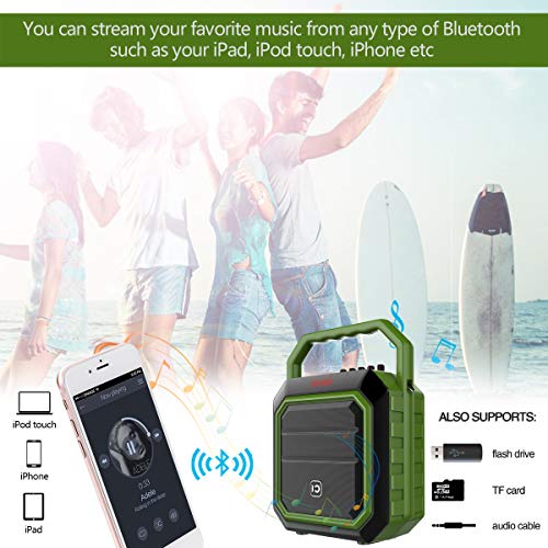 Portable PA System Karaoke Machine Microphone and Speaker System Wireless Bluetooth Microphone Microfono Kids Karaoke Block Rocker for Party Outdoor Live Performance Teaching Green 30W