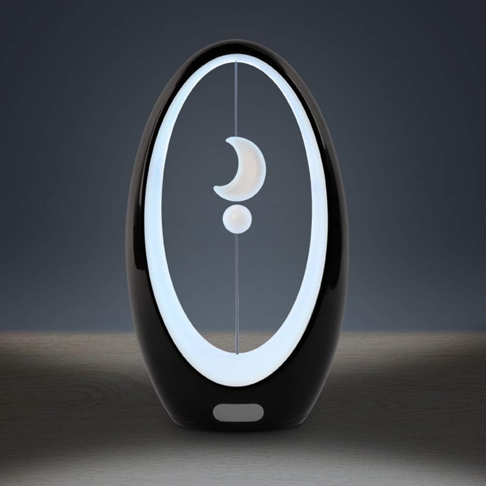 Wgwioo Sailing LED Bedside Lamp, Balance Lamp with Magnetic Suspension Switch for Bedroom Livingroom Office Home Decor Night Light Four Color Change,Black1,2W