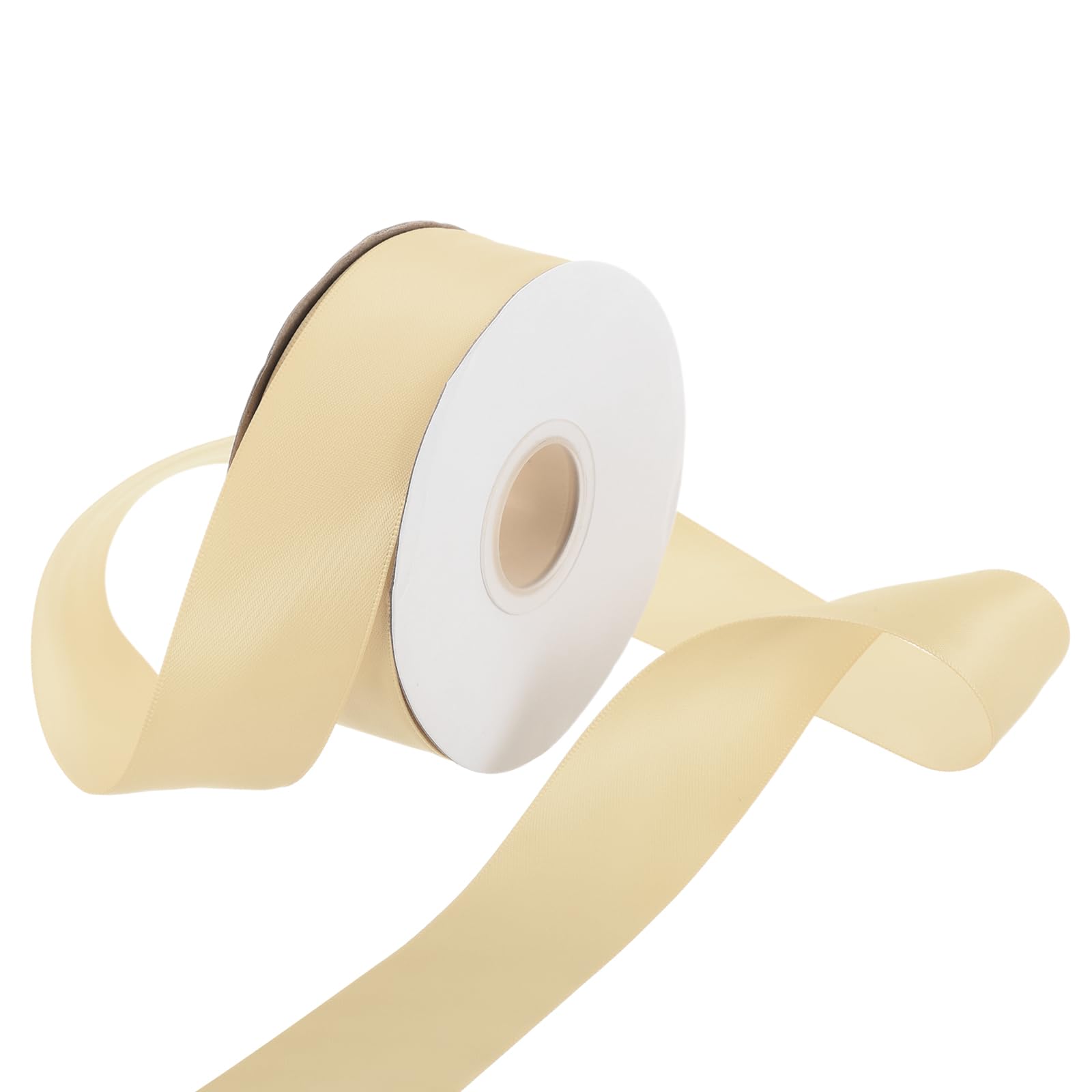 Rebower 38mm Satin Ribbon 23m Thick Double Face Grosgrain Silk Ribbon, [for Gift Wrapping, Hair Bows, Wedding, Cake, Flower] - 25 Yard/75ft/Champagne