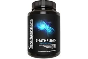Intelligent Labs 5-MTHF L-5 Methylfolate Supplement Activated Folic Acid Supplement as Quatrefolic - Methyl Folate for MTHFR 60 Capsules - 60 Days Supply, 5mg = 5000mcg Methylfolate
