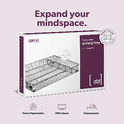 Cutlery Tray by Mindspace, 5 Compartments Utensil Organizer | The Mesh Collection, Silver - Thumbnail 6