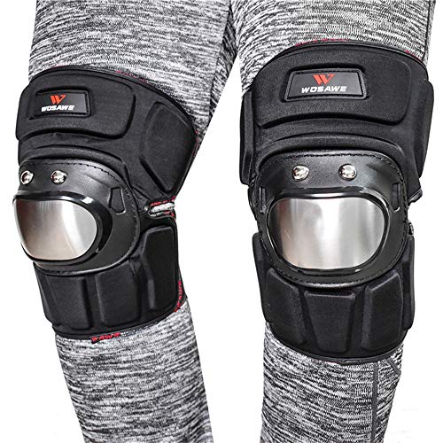 1 Pair Knee Pads Stainless Steel Motorcycle Motocross Racing Protective Gear Protector Guards Sports Armor Kit