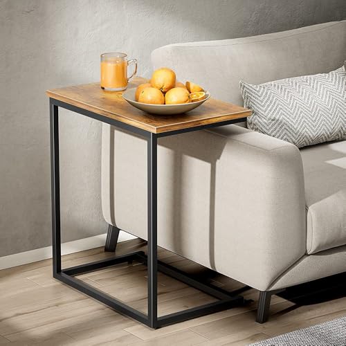 C-Shaped Home Side Tables for Small Spaces，Laptop table Sofa Side Table Small Coffee Table Anti-Rust Waterproof, End Tables for Living Room Bedroom Balcony Office (BLACK)
