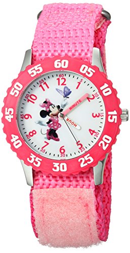 Disney Girls' W000025 Minnie Mouse Watch with Pink Nylon Band