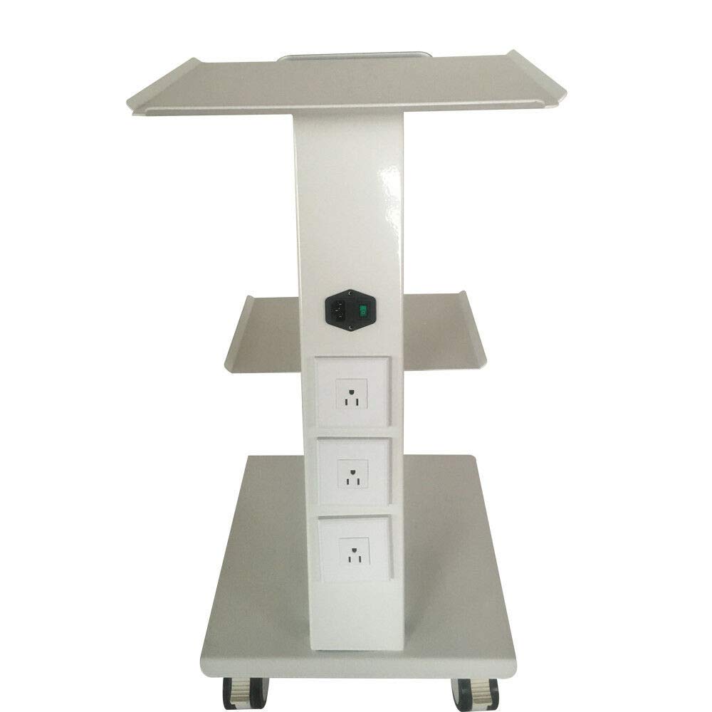 Multi-Function Metal Built-in Socket Tool De-ntal Lab Mobile Cart Trolley 3 Layers Salon Roller Beauty Instrument Tray Rolling Cart With Silent Foot Brakes (Off-white): Beauty