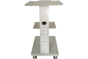 DYRABREST Multi-Function Trolley Cart, 3 Layer Rolling Tray Lab Clinic Cart w/Built-in Socket, Mobile Medical Salon Trolley Organizing Cart with Wheels and Tray