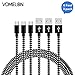 Micro USB Cable, [6FT-3Pack] Nylon Braided Tangle-Free High Speed Charging Cord for Samsung, Nexus, LG, Motorola, Android Smartphones and More -[Black + White]