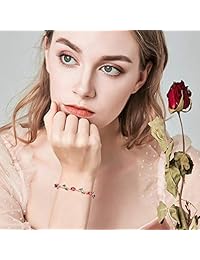 BISAER - Precioso brazalete chapado en oro AAA con gema de circonia cubica de 7 pulgadas para madres, Niñas, novias