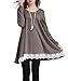 Sanifer Women Lace Long Sleeve Tunic Top Blouse (X-Large, Coffee)
