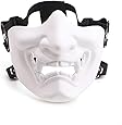 Fansport Airsoft Mask Protective Fashion Half Face Mask Outdoor Game Mask Tactical Prajna Half Face Hannya Oni Motorcycle Evil Demon Knight for Halloween Cosplay