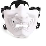 Fansport Airsoft Mask Protective Fashion Half Face Mask Outdoor Game Mask Tactical Prajna Half Face Hannya Oni Motorcycle Evi