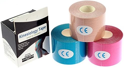 Kinesiology Tape for Sports,2" X 16.4' per Roll Uncut (3 Pack,Blue,Pink,Grey)